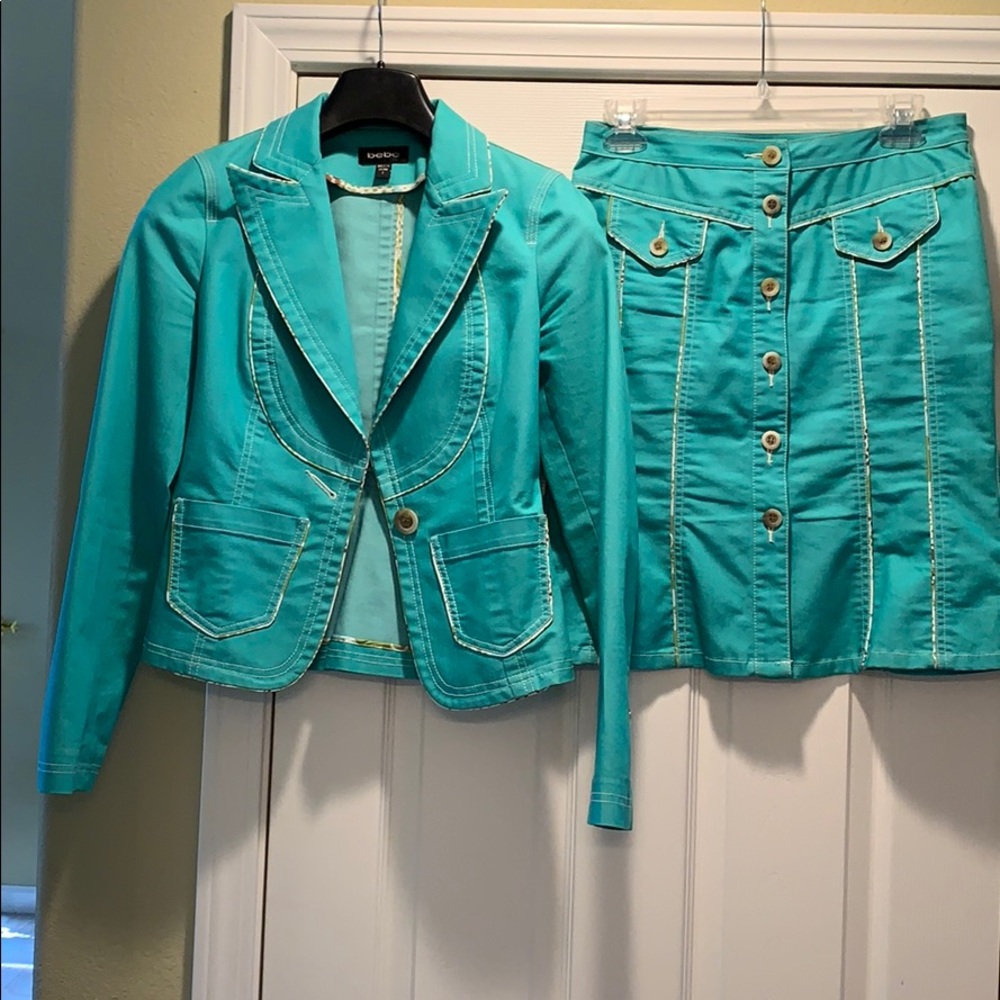 Bebe Super unique fashion designed jacket & skirt!